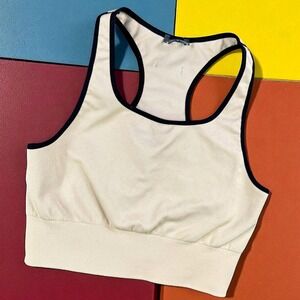 Oiselle Running Top Large Halter‎ Bra Seamless Racerback Athletic Gym Ivory